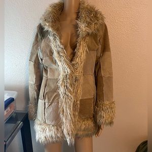 Short leather patchwork jacket Medium